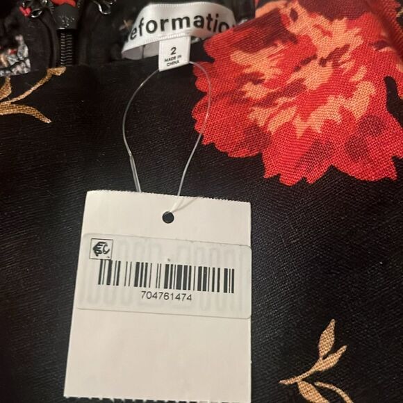 Reformation Frankie Linen in Admire Black Red Floral 2 NEW $248 - Picture 11 of 11